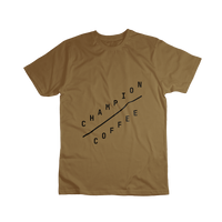 Brown t-shirt with a black design