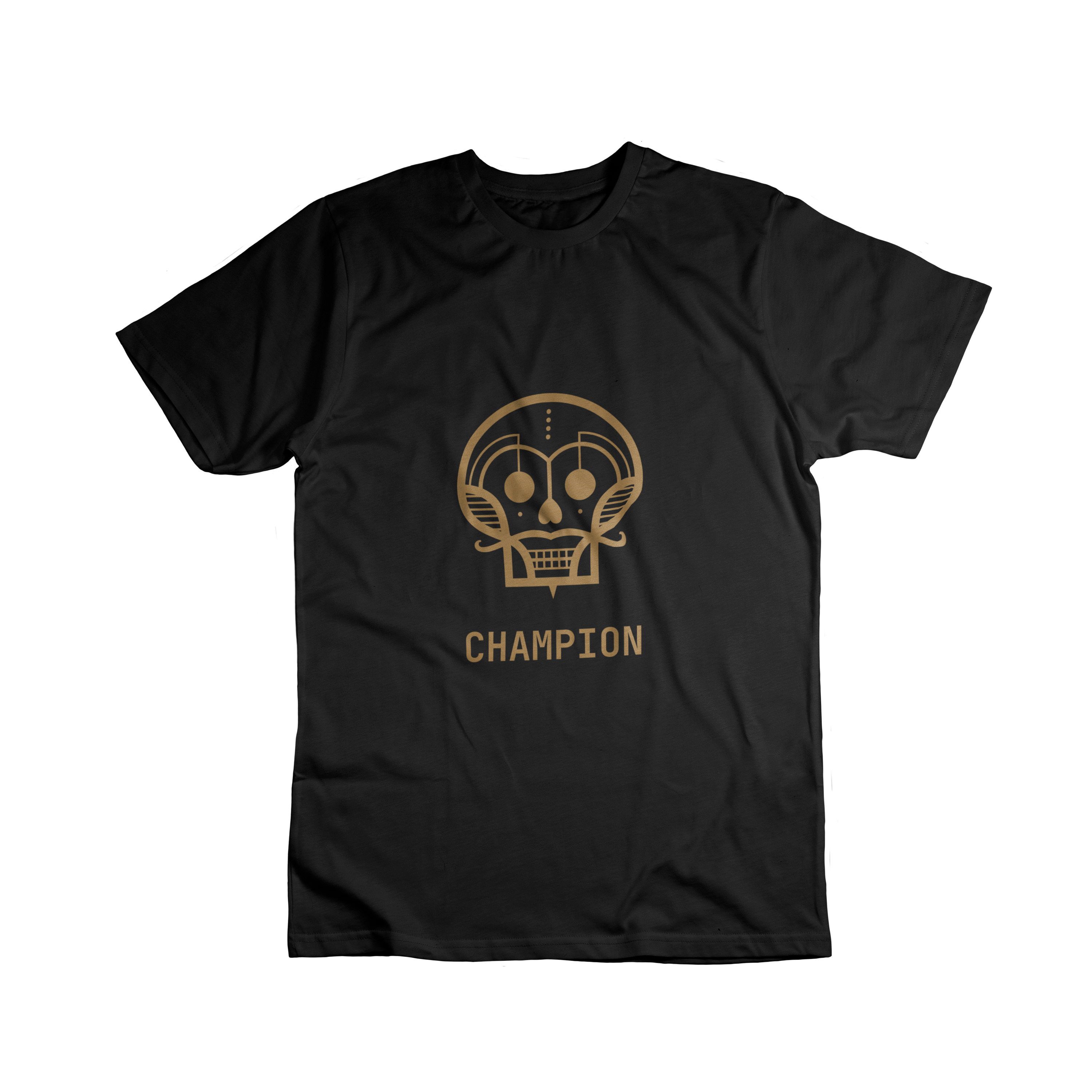 Black t-shirt featuring the Champion logo